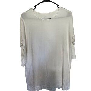 J Jill Knit Top Tunic Length White Luxe Sopima Ballet Sleeve Womans S